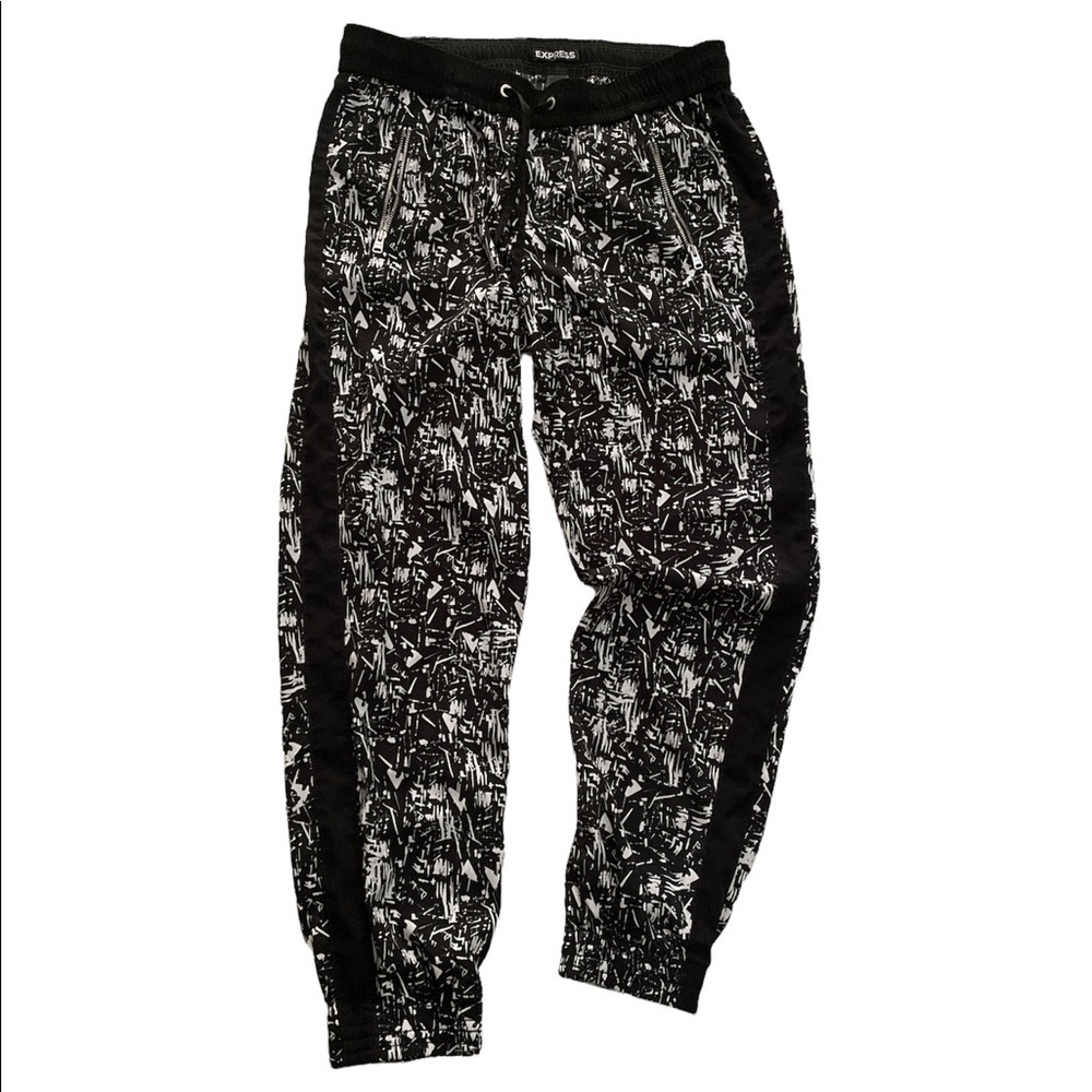 EXPRESS Black White Drawstring Elastic Waist Pull-On Ankle Pants Size 6